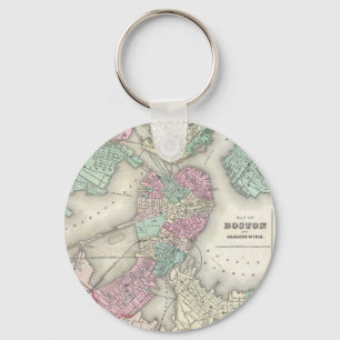 Vintage Map of Boston Harbour (1857) Key Ring
