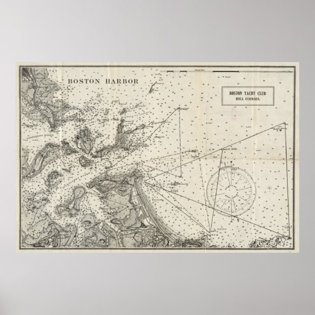 Vintage Map of Boston Harbour (1903) Poster (Front)