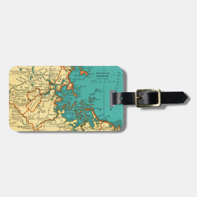 Vintage Map of BOSTON Luggage Tag (Front Horizontal)