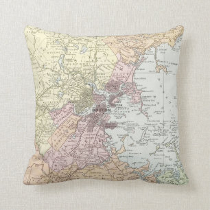 Vintage Map of Boston Massachusetts (1903) Pale Cushion
