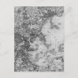 Vintage Map of Boston Postcard