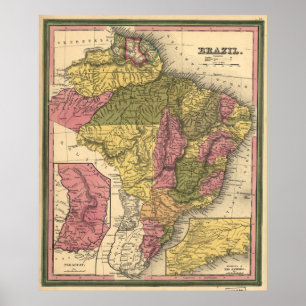 Vintage Map of Brazil, 1846 Poster