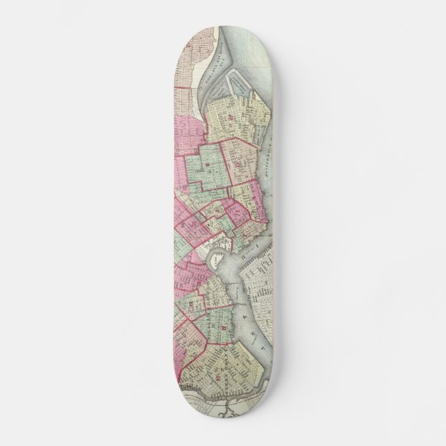 Vintage Map of Brooklyn (1868) Skateboard (Front)