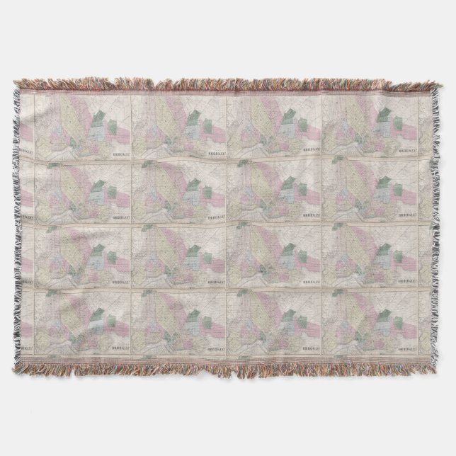 Vintage Map of Brooklyn (1873) Throw Blanket (Front)