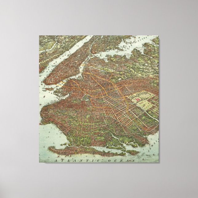 Vintage Map of Brooklyn NY (1908) Canvas Print (Front)