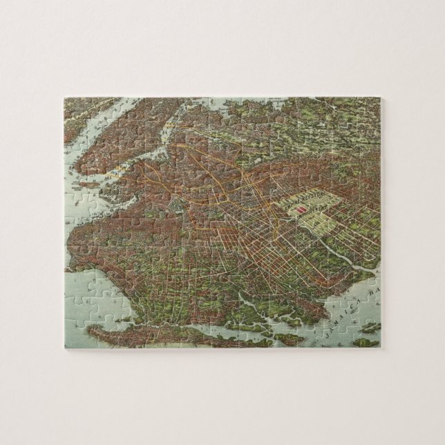 Vintage Map of Brooklyn NY (1908) Jigsaw Puzzle (Horizontal)