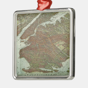 Vintage Map of Brooklyn NY (1908) Metal Tree Decoration
