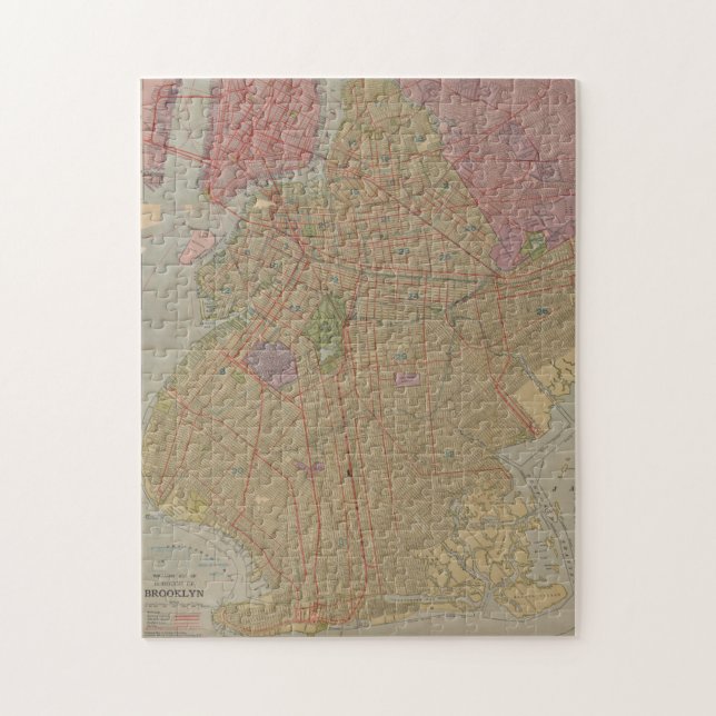 Vintage Map of Brooklyn NY (1911) Jigsaw Puzzle (Vertical)