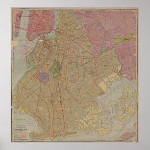 Vintage Map of Brooklyn NY (1911) Poster