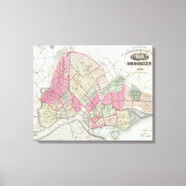 Vintage Map of Brookyln (1868) Canvas Print (Front)