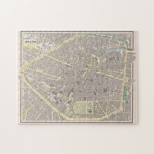 Vintage Map of Brussels Belgium (1901) Jigsaw Puzzle (Horizontal)