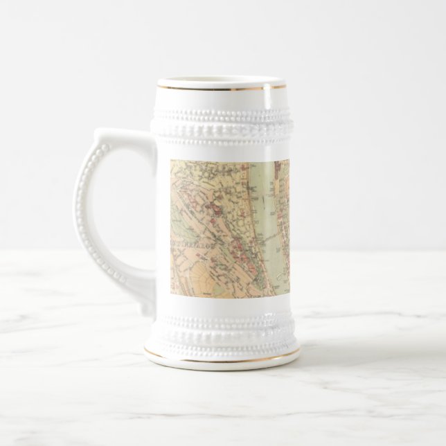 Vintage Map of Budapest Hungary (1884) Beer Stein (Left)