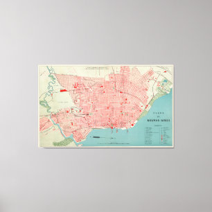 Vintage Map of Buenos Aires Argentina (1888) Canvas Print