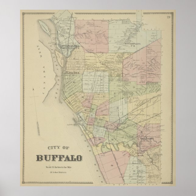 Vintage Map of Buffalo NY (1866) Poster (Front)