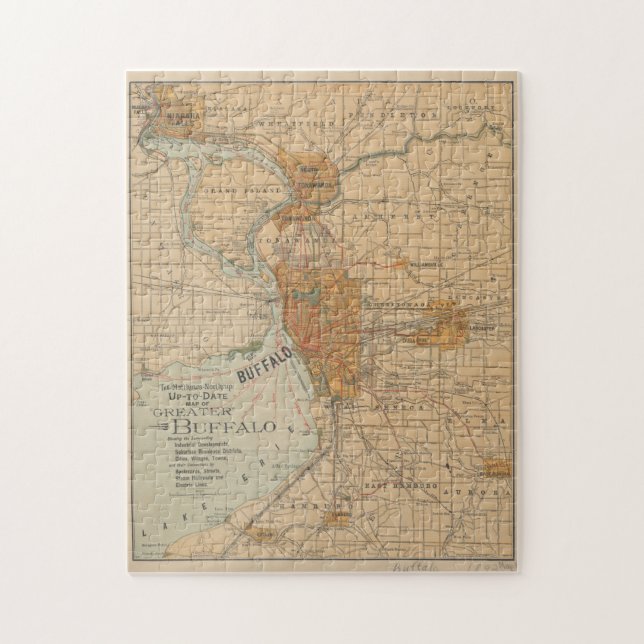Vintage Map of Buffalo NY (1893) Jigsaw Puzzle (Vertical)