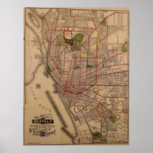 Vintage Map of Buffalo NY (1901) Poster