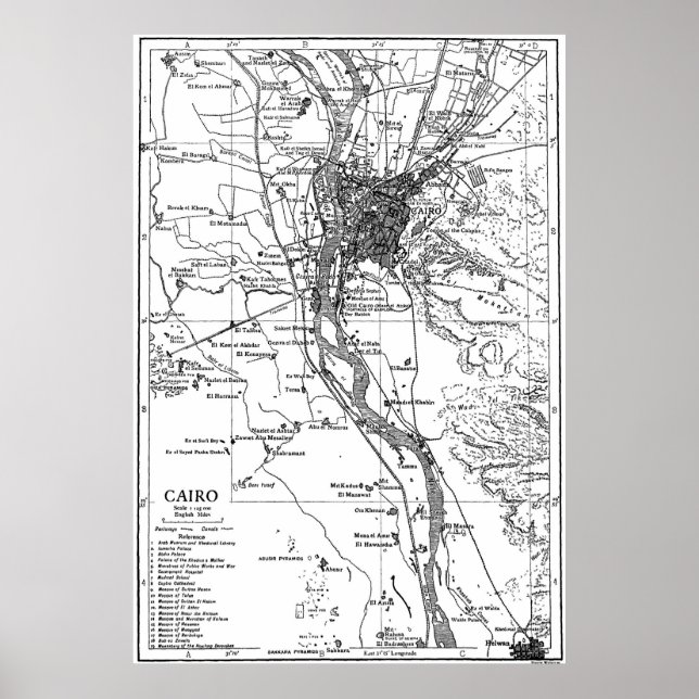 Vintage Map of Cairo Egypt (1911) Poster (Front)