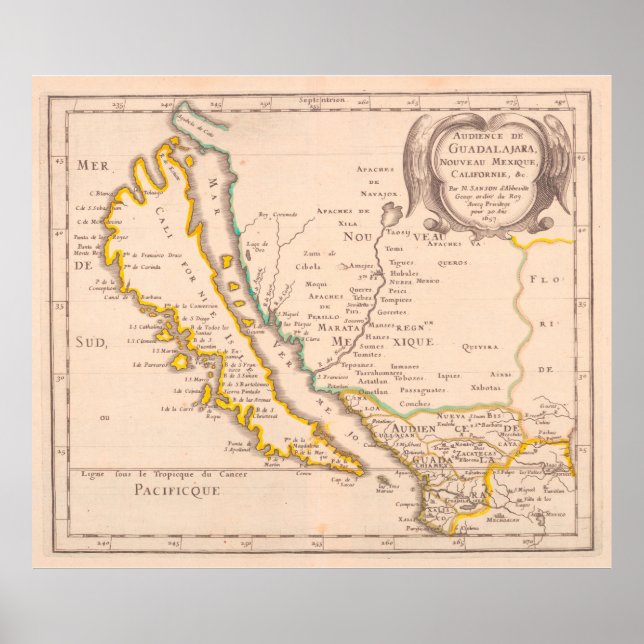 Vintage Map of California (1657) Poster (Front)