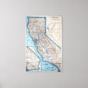 Vintage Map of California (1921) Canvas Print