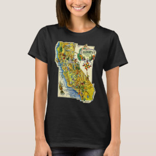Vintage Map Of California Tourist Tee Retro Califo
