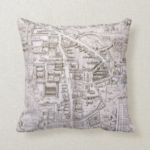 Vintage Map of Cambridge England (1574) Cushion