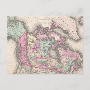 Vintage Map of Canada (1857) Postcard