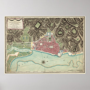 Vintage Map of Cap-Haitien Haiti (1786) Poster