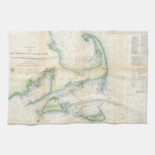 Vintage Map of Cape Cod (1857) Tea Towel