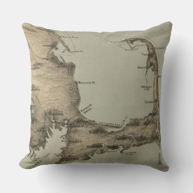 Vintage Map of Cape Cod (1885) Cushion (Front)