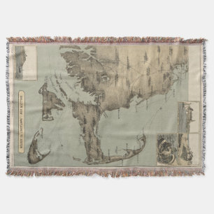 Vintage Map of Cape Cod (1885) Throw Blanket