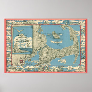 Vintage Map of Cape Cod (1945) Poster