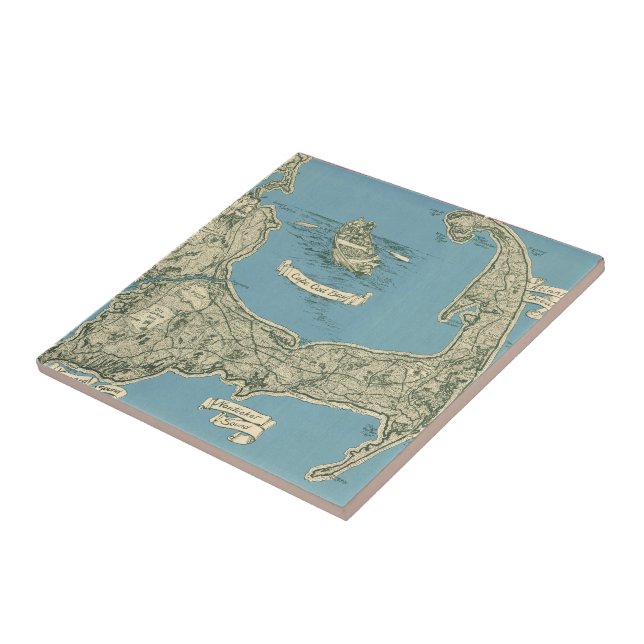 Vintage Map of Cape Cod (1945) Tile (Side)