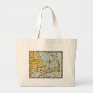 Vintage Map of Cape Cod Large Tote Bag