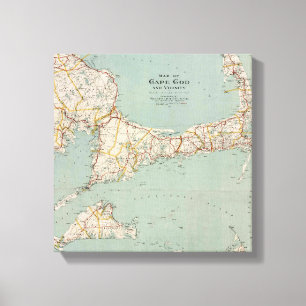 Vintage map of Cape Cod, Massachusetts Canvas Print