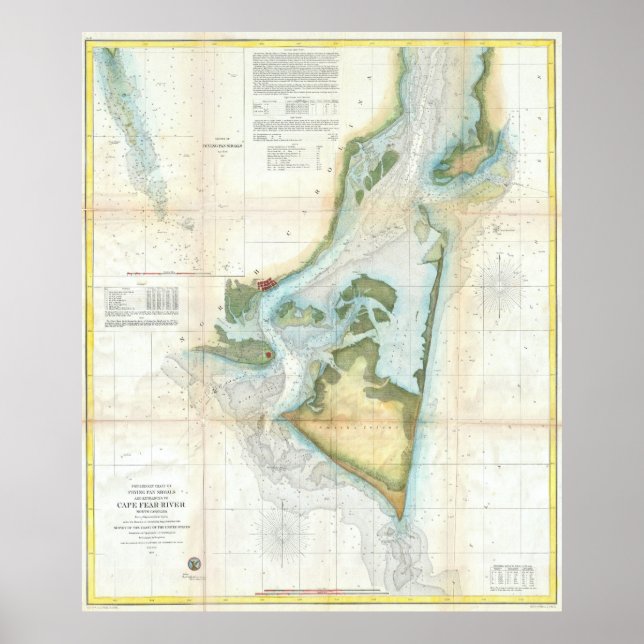 Vintage Map of Cape Fear (1857) Poster (Front)