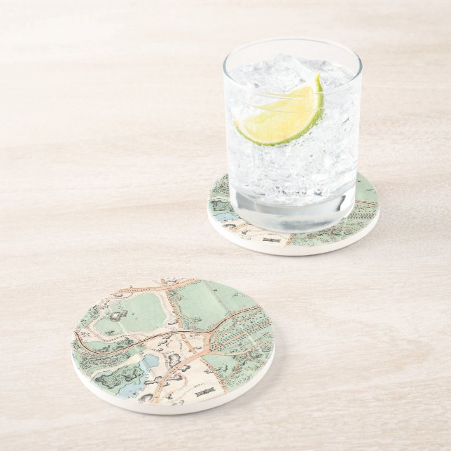 Vintage Map of Central Park (1860) Coaster (Side)