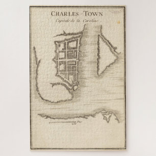 Vintage Map of Charleston SC (1755) Jigsaw Puzzle