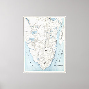 Vintage Map of Charleston South Carolina (1898) Canvas Print