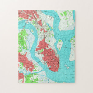 Vintage Map of Charleston South Carolina (1958) 2 Jigsaw Puzzle