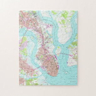 Vintage Map of Charleston South Carolina (1958) Jigsaw Puzzle