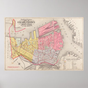 Vintage Map of Charlestown Massachusetts (1901) Poster