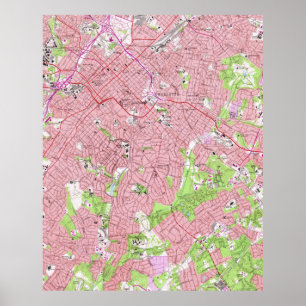 Vintage Map of Charlotte North Carolina (1967) Poster