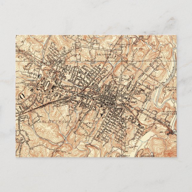 Vintage Map of Charlottesville Virginia (1960) Postcard (Front)