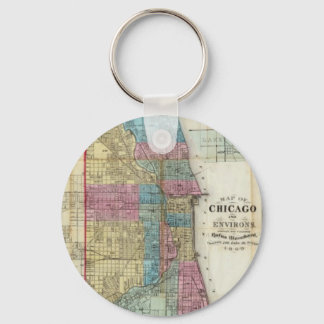 Vintage Map of Chicago (1869) Key Ring