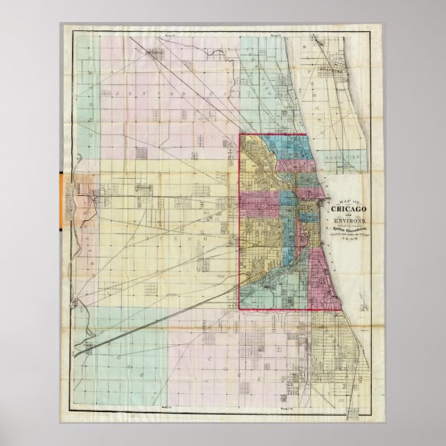 Vintage Map of Chicago (1869) Poster (Front)