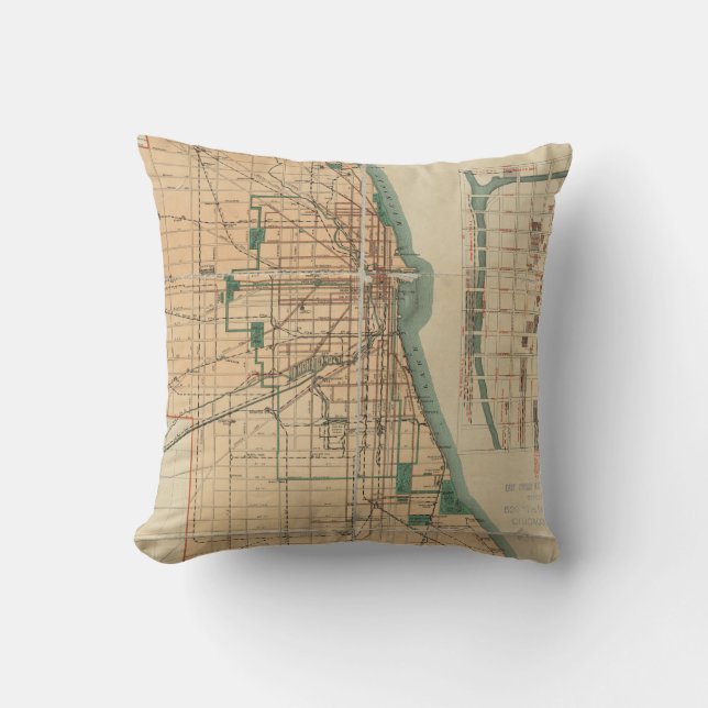 Vintage Map of Chicago Illinois (1889) Cushion (Front)