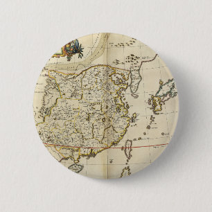 Vintage Map of China   1662 6 Cm Round Badge