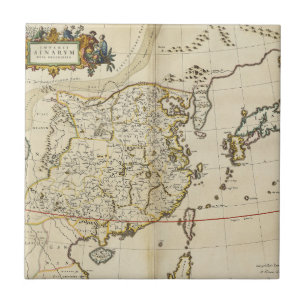 Vintage Map of China 1662 Tile