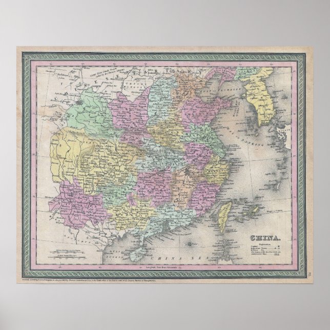 Vintage Map of China, 1853 Poster (Front)