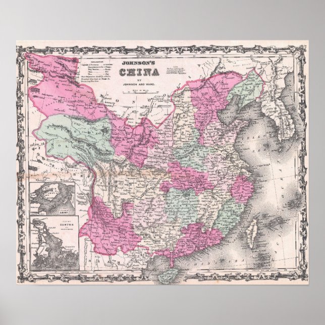 Vintage Map of China (1862) Poster (Front)